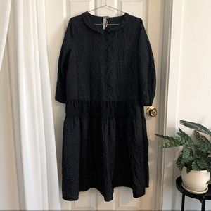 Lunn 80s Vintage Midi Polka Dot Swing Dress